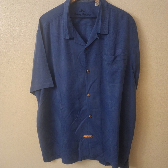 Tommy Bahama Floral Hawaiian 100% Silk Navy Blue Shirt Mens XXL - Picture 1 of 9